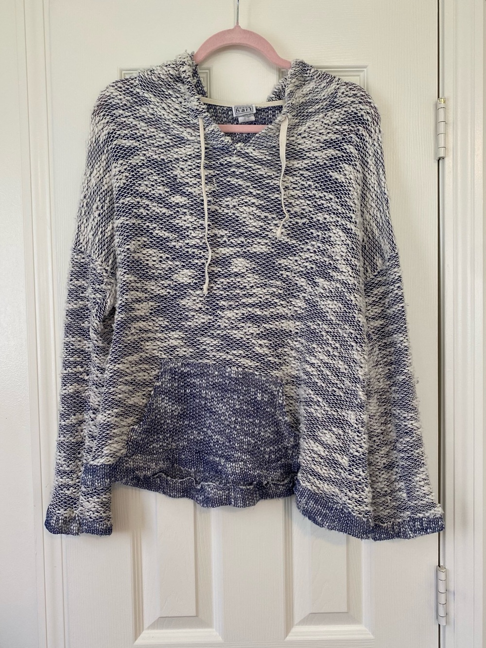 KEREN hart Blue-Cream Marled Hoodie Sweater - Picture 1 of 2